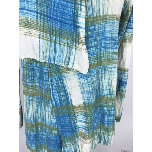 Anthropologie Sparrow Asymmetric Plaid Open Front Cardigan Sweater - Picture 10 of 11